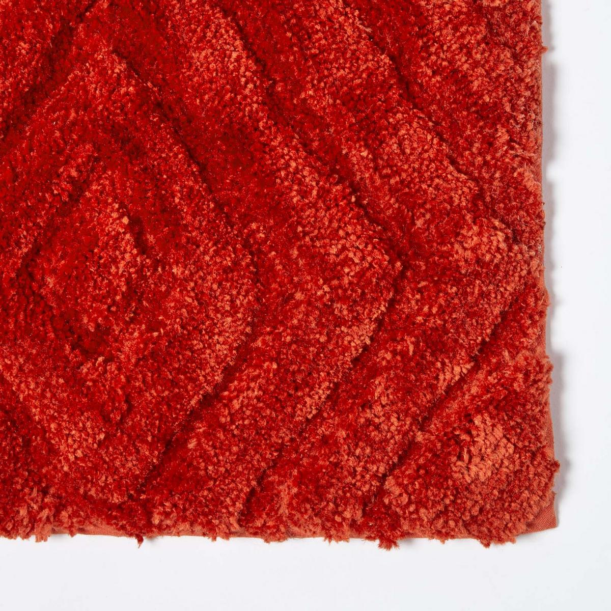 BADEMATTE 50/80 cm Rautenmuster, Hochflor - Orange, Textil (50/80cm) - Homescapes