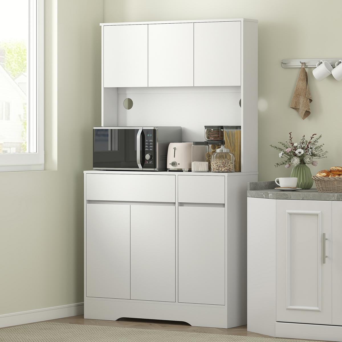 KÜCHENSCHRANK Spanplatte MDF Weiß - Weiß, Holz (38/180/100cm) - HOMCOM