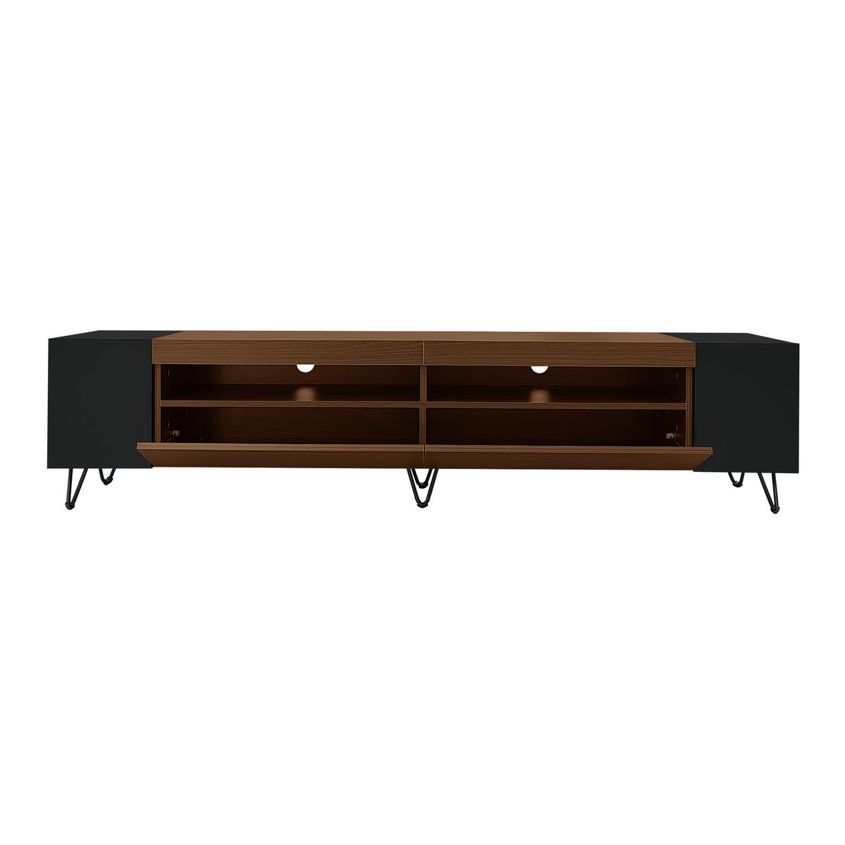 TV-ELEMENT Schwarz und Holzoptik 180/36/43 cm - Braun, Holz (36/43/180cm) - Urban Meuble