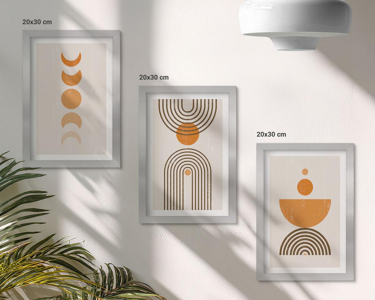BILDER SET 3er Set - 20x30 cm Silberner Rahmen - Boho-minimalistische Dekorationen - Silberfarben, Kunststoff (20/30cm) - TULUP