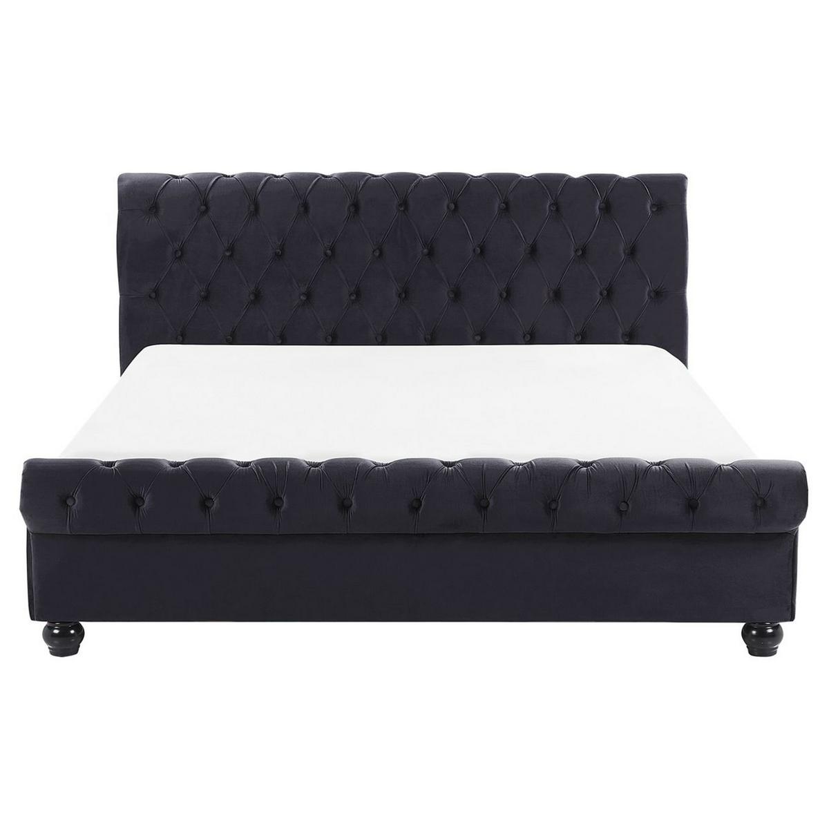 BETT 160/200cm Schwarz Avallon - Schwarz, Textil (160/200cm) - Beliani