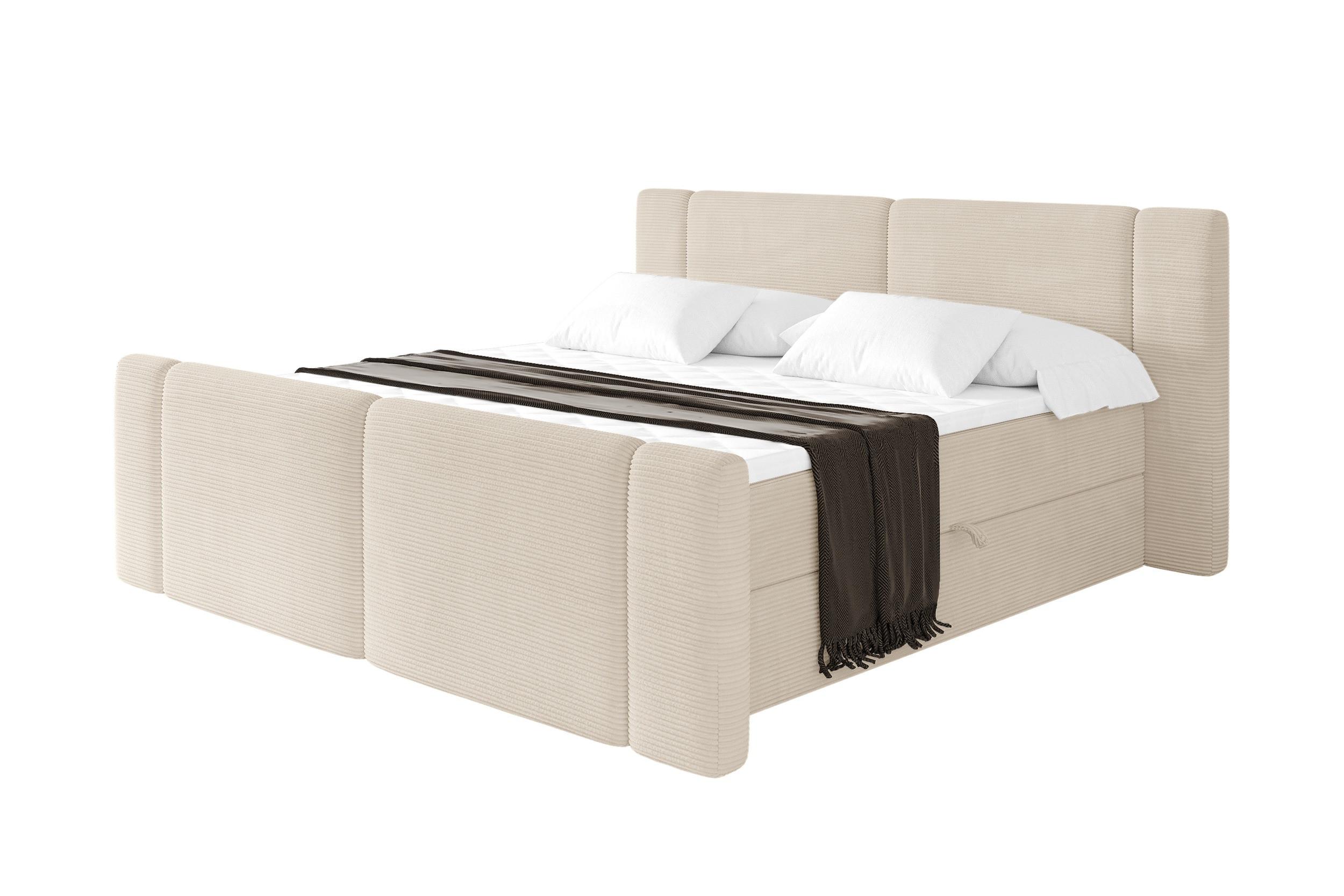 BOXBETT mit Matratze H3 - EVON Zanozek - 120x200 cm Beige - Ecru, Holzwerkstoff (120/200cm) - ALTDECOR