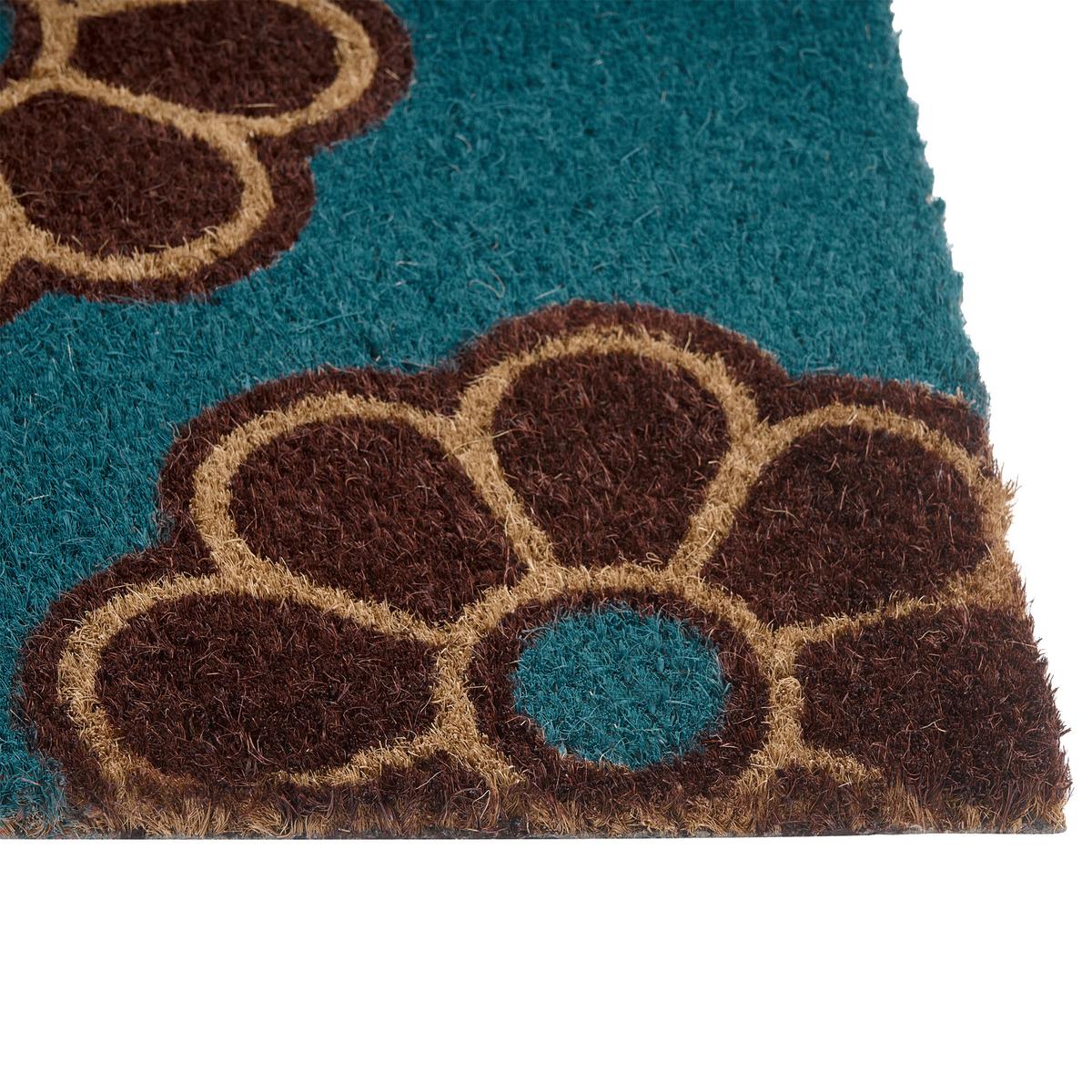 FUSSMATTE Blau 40/60 cm Blume Kokosfasern Kulik - Blau, Textil (40/60cm) - Beliani