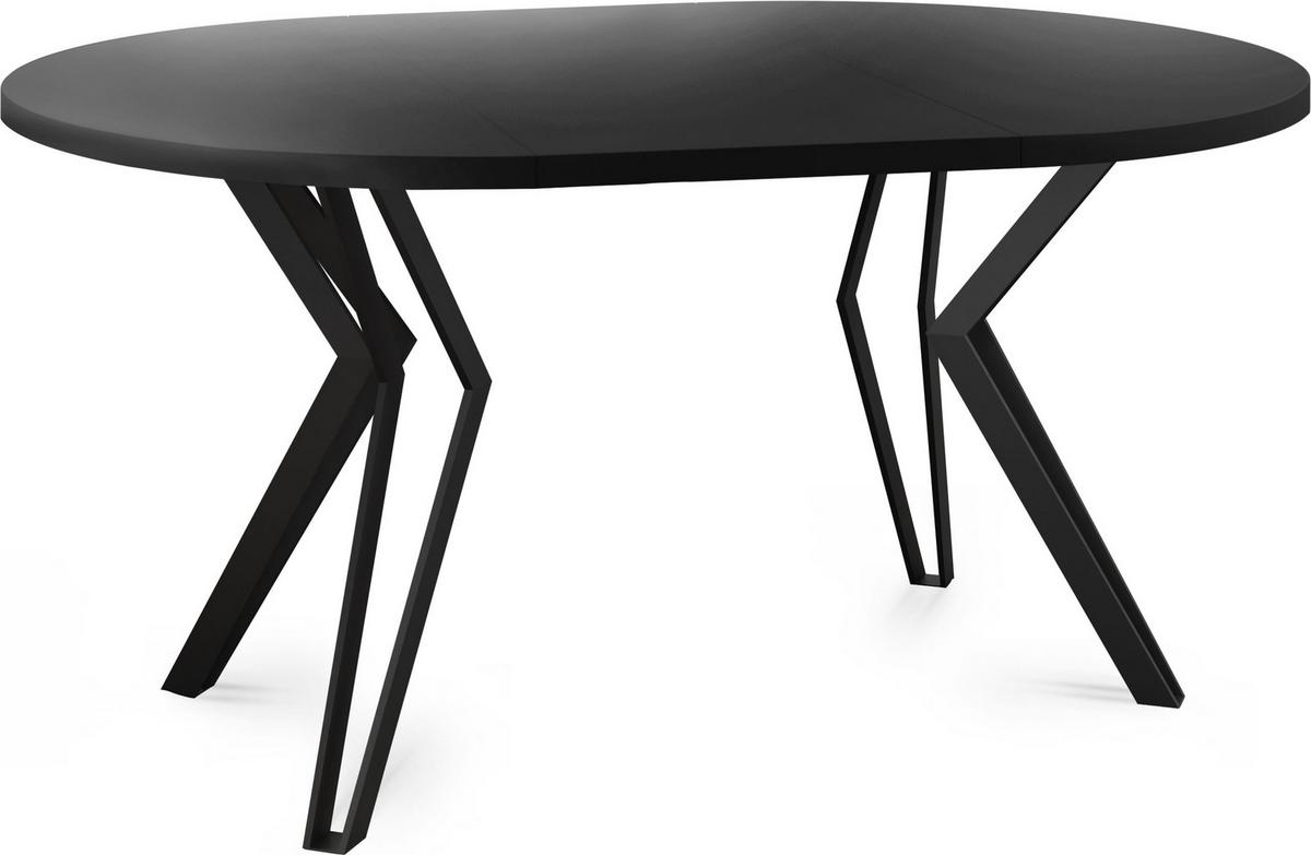 ESSTISCH Revena runder ausziehbarer, Schwarz 120-200/120/76 cm - Schwarz, Holzwerkstoff/Metall (120/200/76cm) - WFL GROUP
