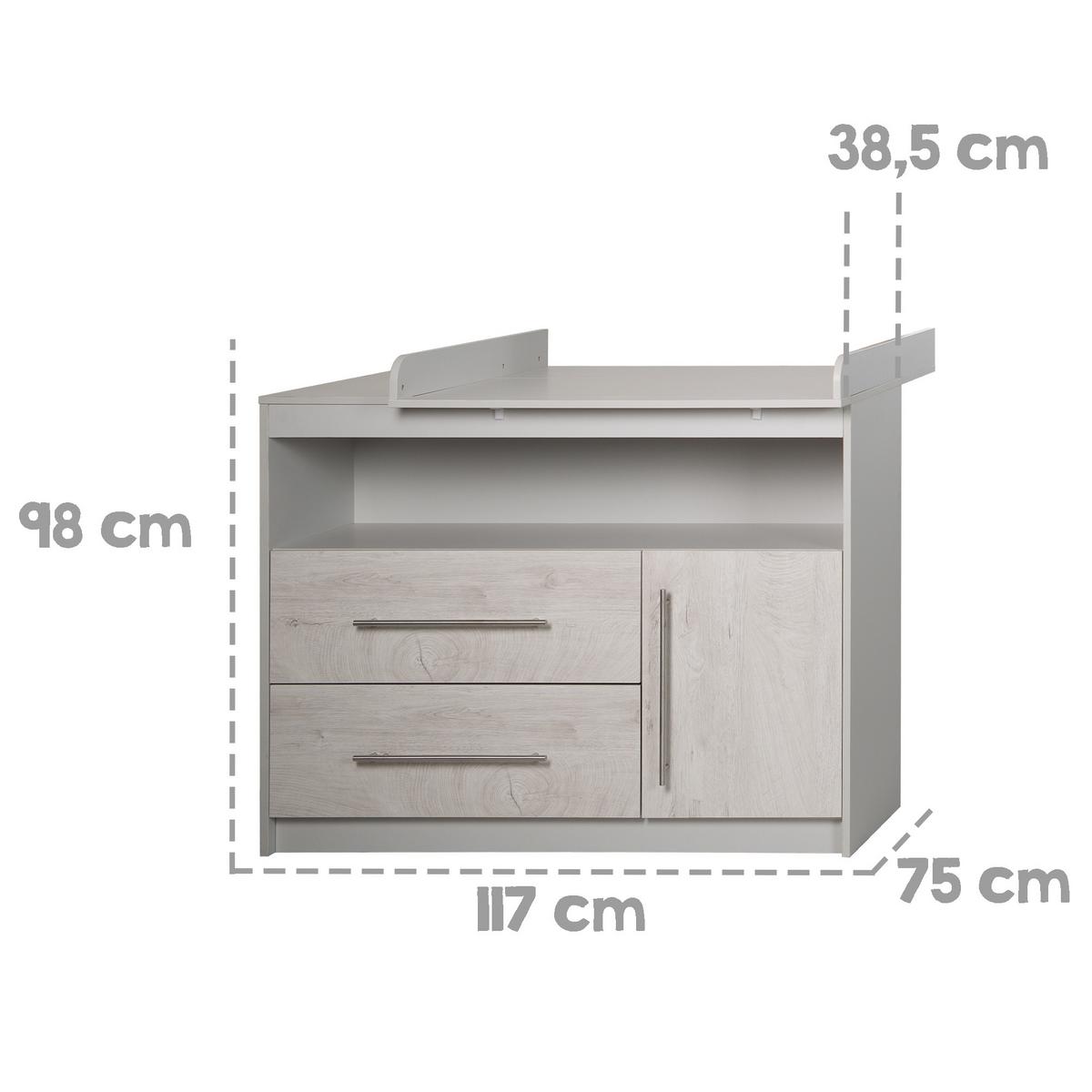 WICKELKOMMODE Maren 2 - Grau, Holzwerkstoff/Metall (117/98/75cm) - Roba