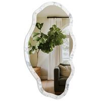 SPIEGEL 90x45 cm asymmetrisch mit Druck - Marmorästhetik - Transparent, Glas (45/90/0.4cm) - TULUP