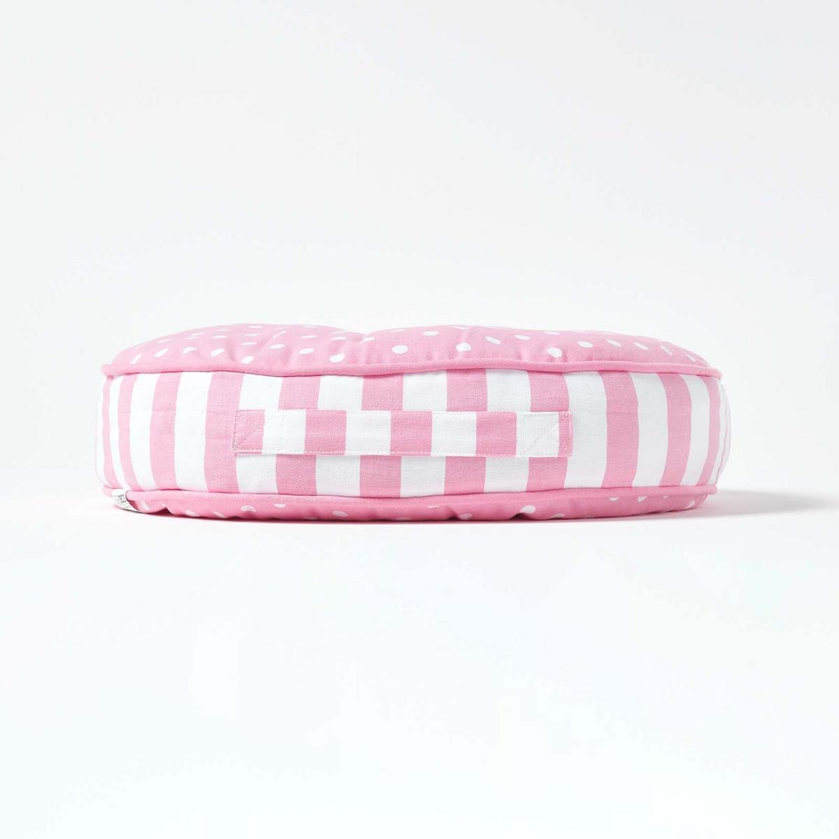 BODENKISSEN rosa, Punkte & Streifen ? 43/7 cm - Rosa, Textil (43/43/7cm) - Homescapes