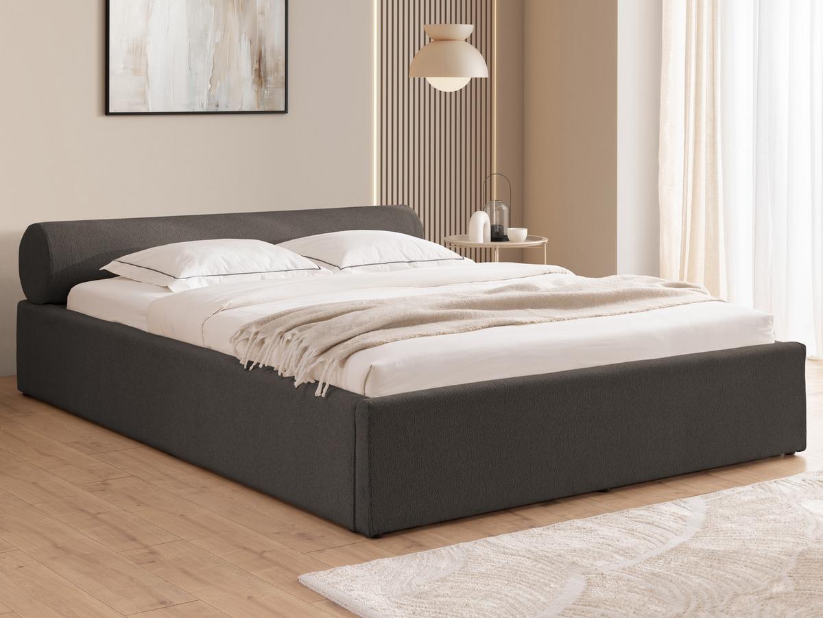 POLSTERBETT 200/200 cm Josy im Designer-Look mit Bettkasten und Lattenrost aus Anthrazit Chenille-Stoff - Anthrazit/Schwarz, Holz/Kunststoff (200/200cm) - S-Style Möbel