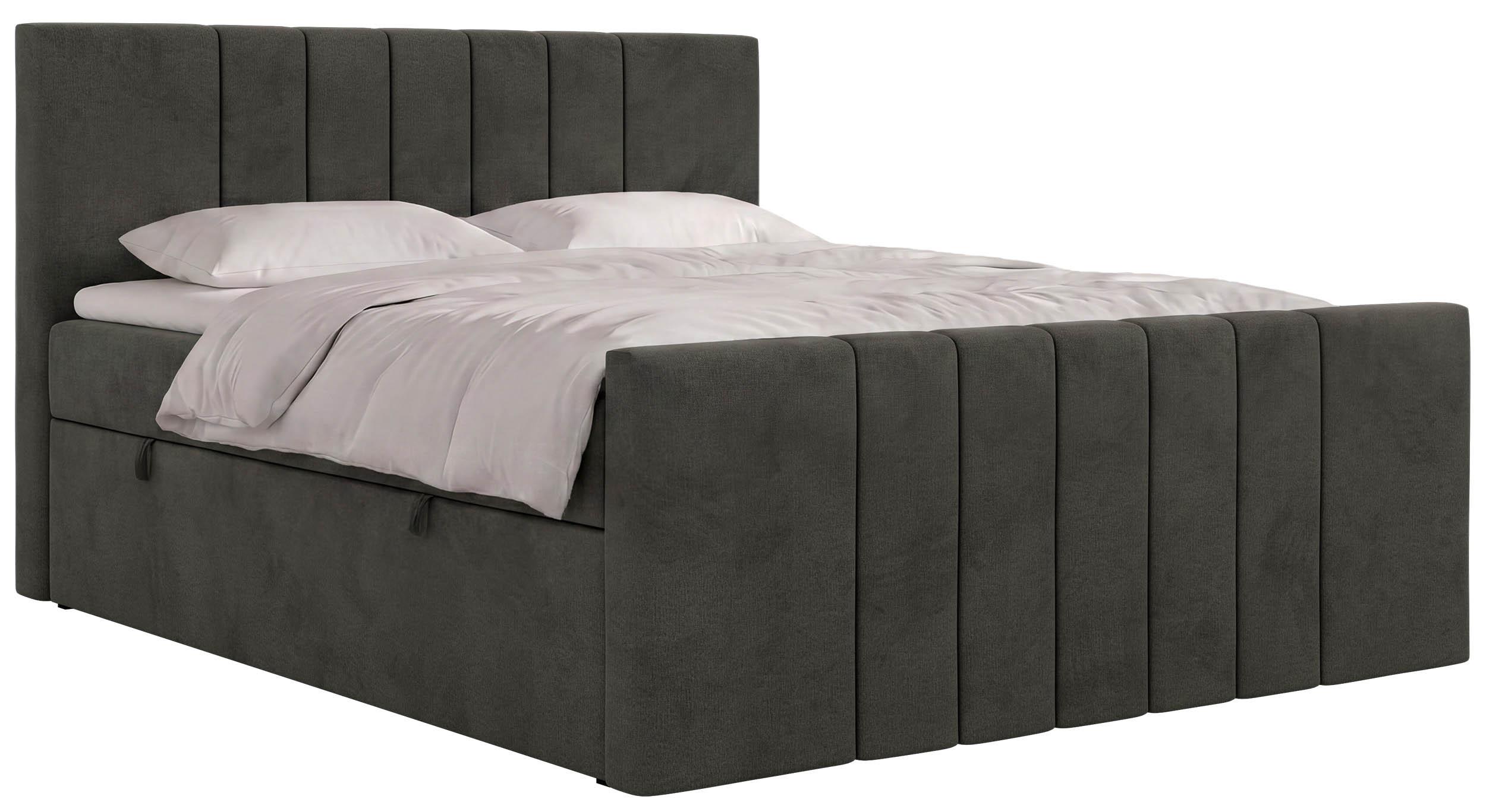 BOXBETT INERO DUO 200/200 - Dunkelgrau Velvet - Topper Visco - H4 - Dunkelgrau/Schwarz, Kunststoff/Textil (200/200cm) - MKS