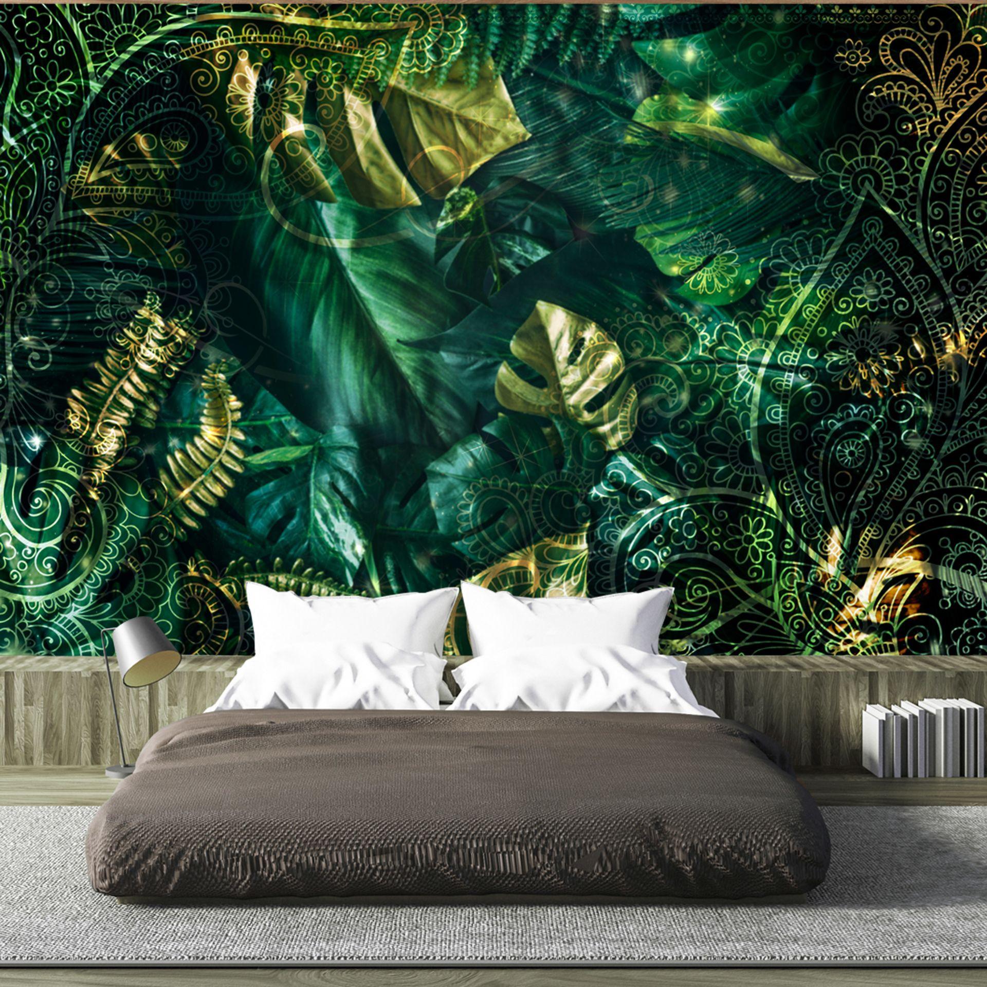 SELBSTKLEBENDE FOTOTAPETE 294/210 cm - Goldfarben/Grün, Kunststoff/Textil (294/1cm) - KUNSTLOFT