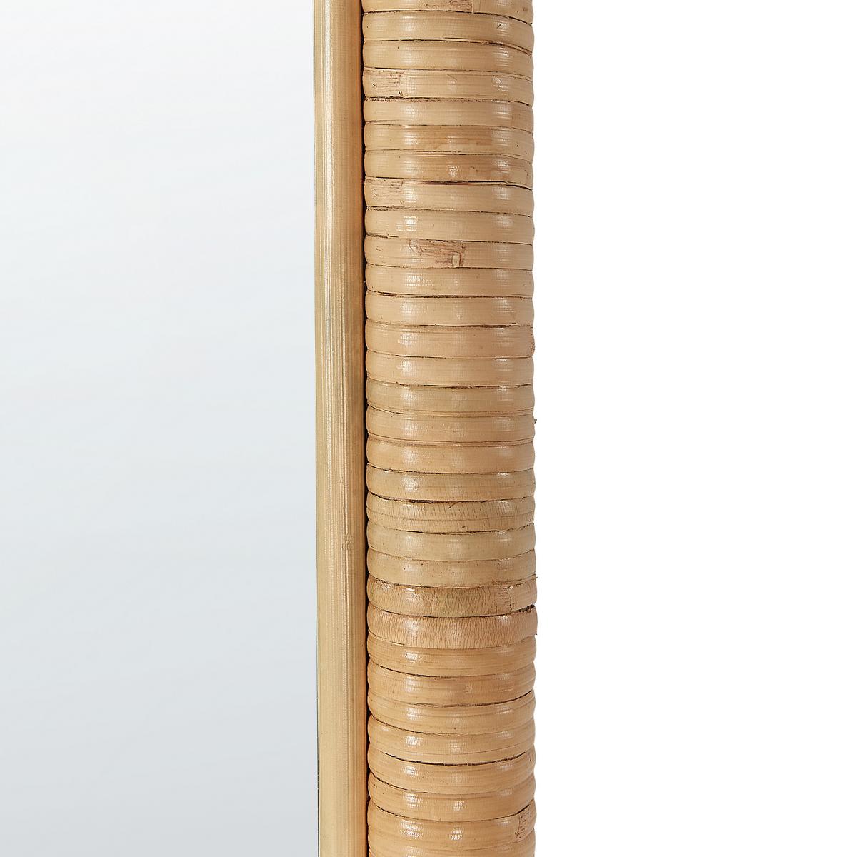STANDSPIEGEL 150 cm Rattan Naturfarben Barges - Schwarz/Naturfarben, Naturmaterialien (50/150/3cm) - Beliani