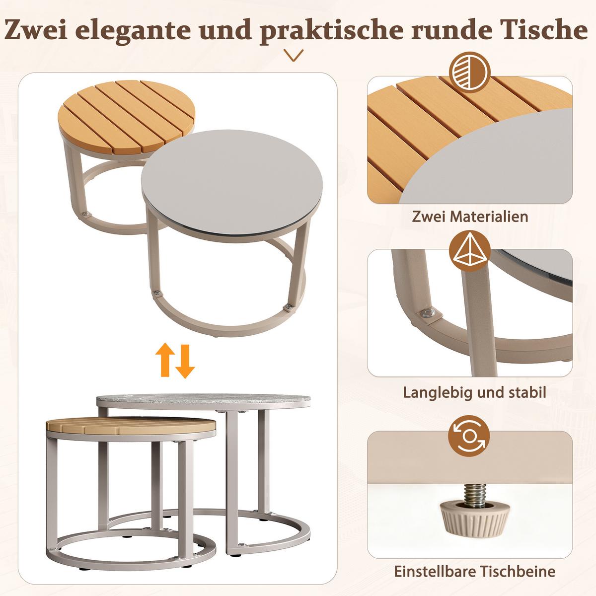 LOUNGEGARNITUR Metall Beige Ecksofa mit 2 Beistelltischen - Beige, Metall - Urban Meuble