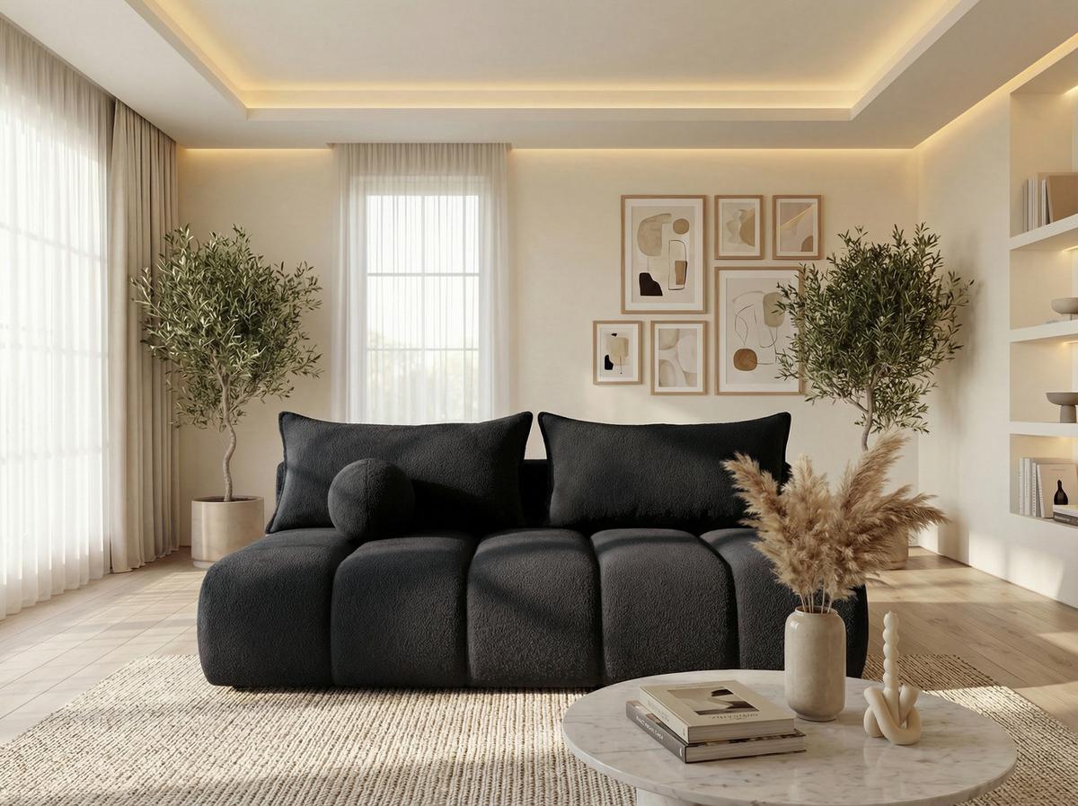 SCHLAFSOFA Milla mit Bettkasten, Schwarz 205/97/85 cm - Schwarz, Textil/Metall (205/97/85cm) - WFL GROUP