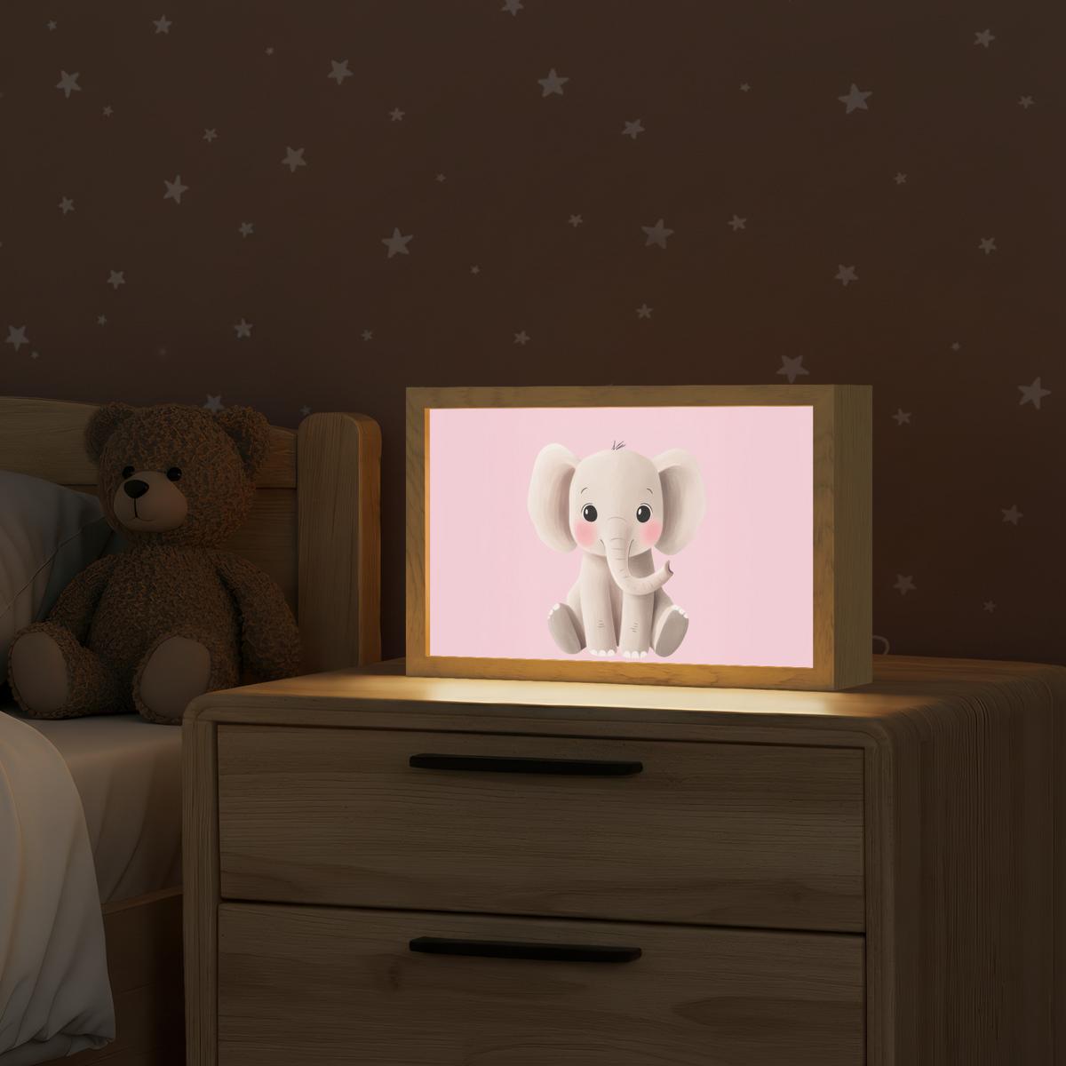 NACHTTISCHLAMPE Elefant - Baby - Rosa - Cartoon 30x20 cm - Rosa, Holzwerkstoff (8/30/20cm) - OnlyWow