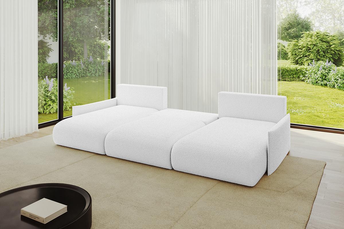 WOHNLANDSCHAFT mit Schlaffunktion und Bettkasten ONESK-U-v1 317x177x72 Weiß Bouclé - Weiß, Holzwerkstoff/Kunststoff (317/72/177cm) - ALTDECOR