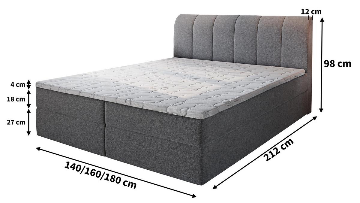 BOXBETT CEVANO 180x200 cm mit Matratze und Topper - Braun - Braun, Holz (180/200cm) - MASSENO