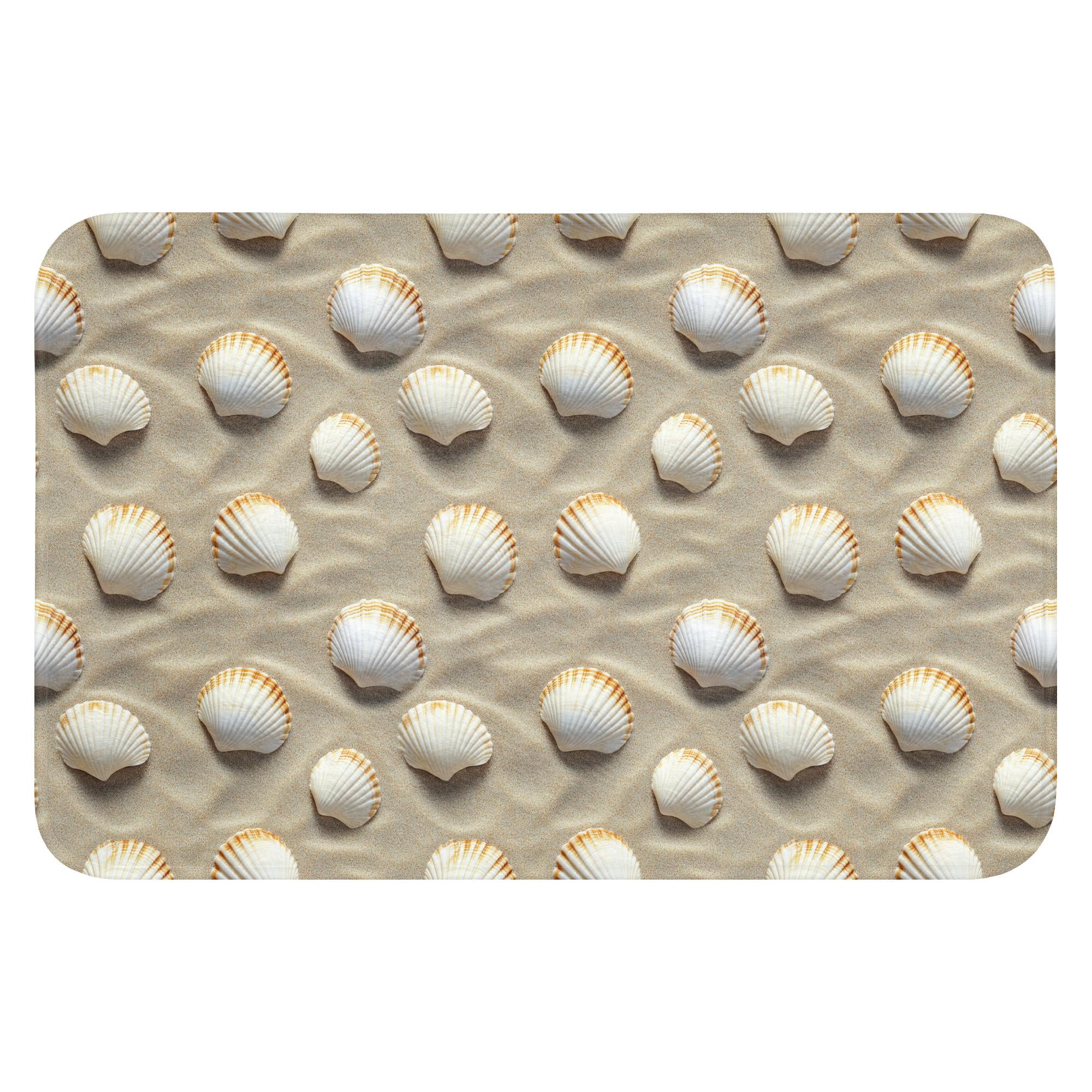 BADEMATTE Muscheln - Sand - Maritim Rutschfest 60x40 cm - Sandfarben, Textil (60/40cm) - OnlyWow