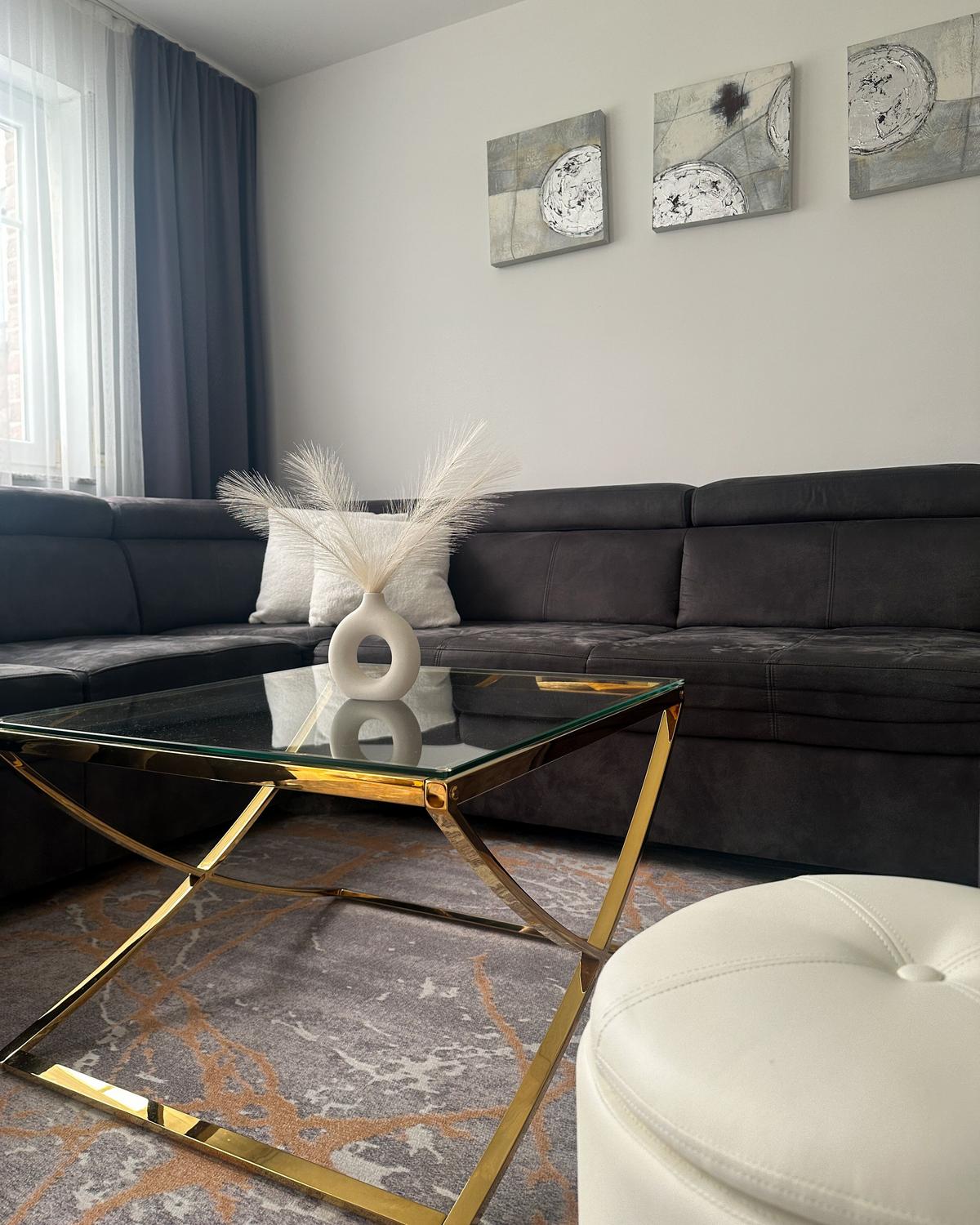 COUCHTISCH Glas/Edelstahl gold quadratisch 70/70 cm Ringgold - Goldfarben, Metall (70/70/45cm) - Beliani