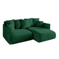 ECKSOFA Ottomane rechts ONESK-L 216x177x72 Grün Velours - Grün, Holzwerkstoff/Kunststoff (177/216cm) - ALTDECOR