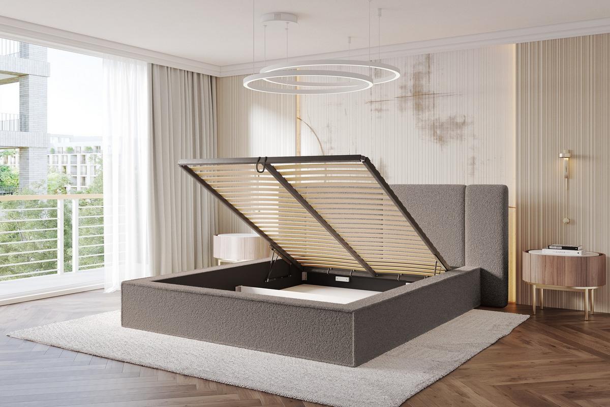 POLSTERBETT mit Bettkasten und Lattenrost, Bett mit Matratze H3/H4 - RIVO 120x200 Braun - Braun, Holzwerkstoff/Textil (120/200cm) - ALTDECOR