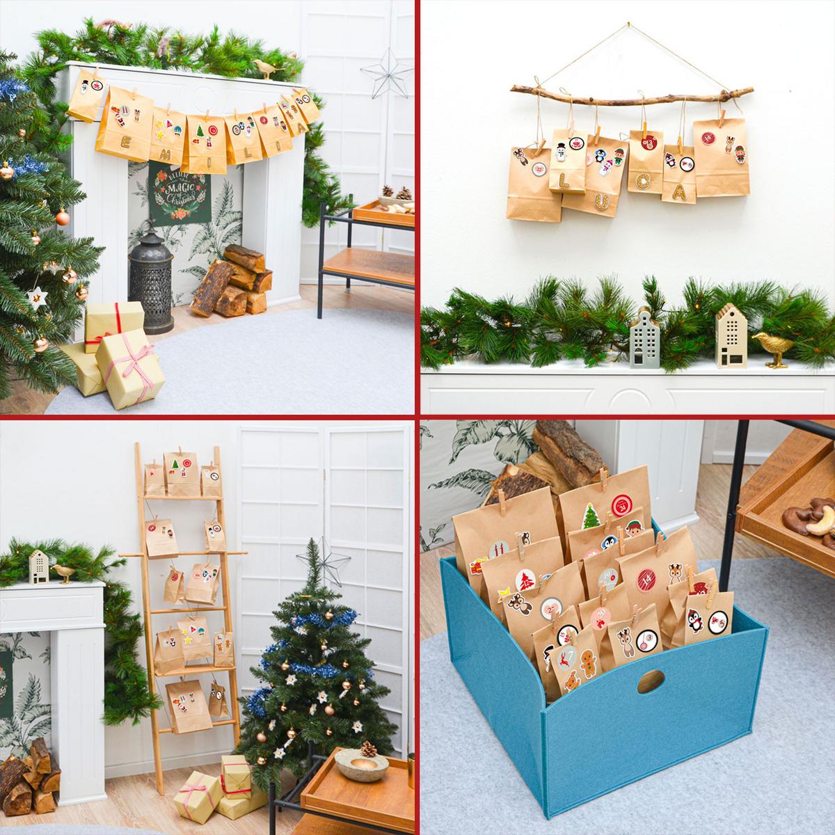 ADVENTSKALENDER zum Selbstbefüllen, 24 Papiertüten - Braun, Papier (13/8/24cm) - Dunedesign