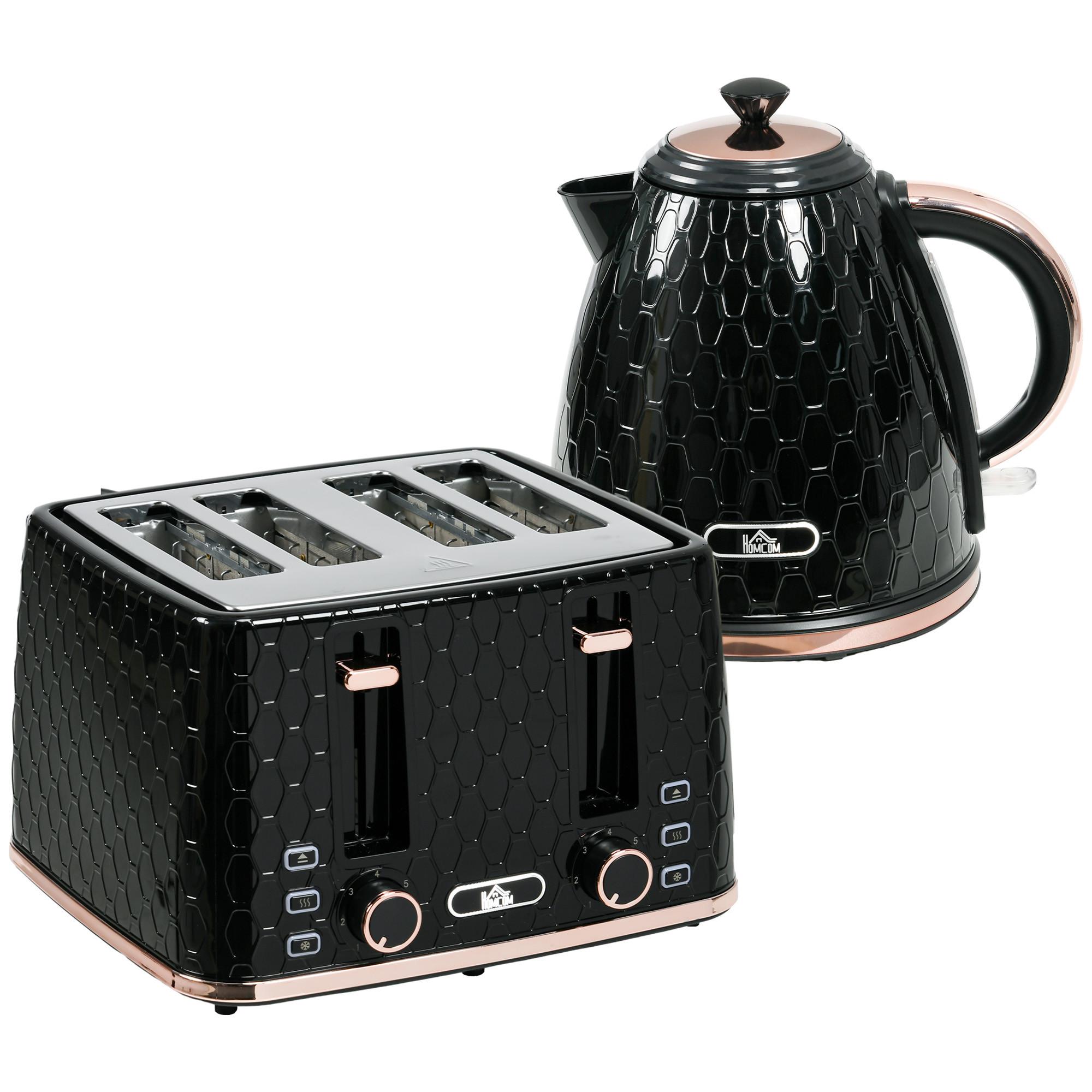KOCHER-TOASTER-SET 2er Set Kunststoff Stahl Schwarz - Schwarz, Kunststoff (19.5/23.4/24.2cm) - HOMCOM