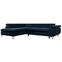 ECKSOFA PEDRO L Dunkelblau Velvet - Links Seite - Schwarz/Dunkelblau, Textil/Metall (208/273cm) - MKS