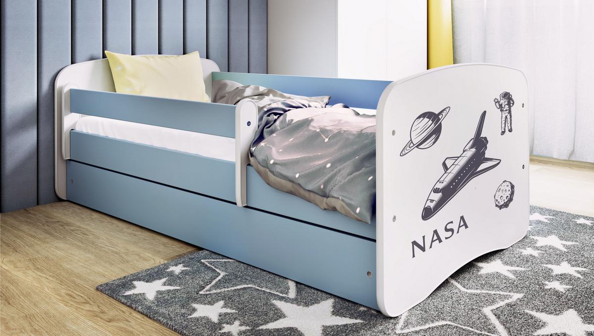 KINDERBETT NASA mit Schublade und Matratze 180/80 - Blau, Holzwerkstoff (80/180cm) - RAUMHIRSCH FURNITURE