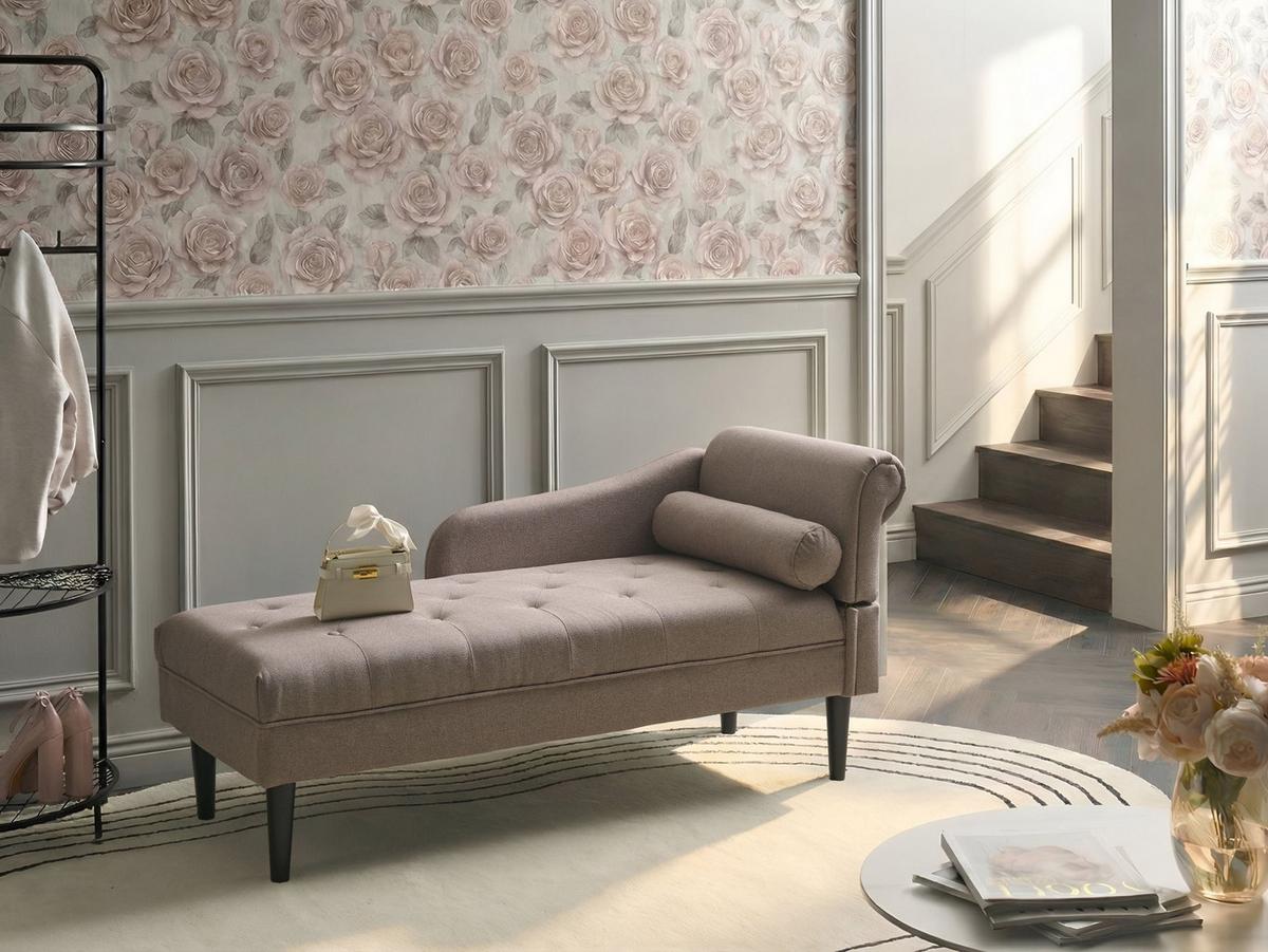 CHAISELONGUE-RECHTSSEITIGE Stoff Taupe Yvoire - Taupe/Beige, Textil (68/72/151cm) - Beliani