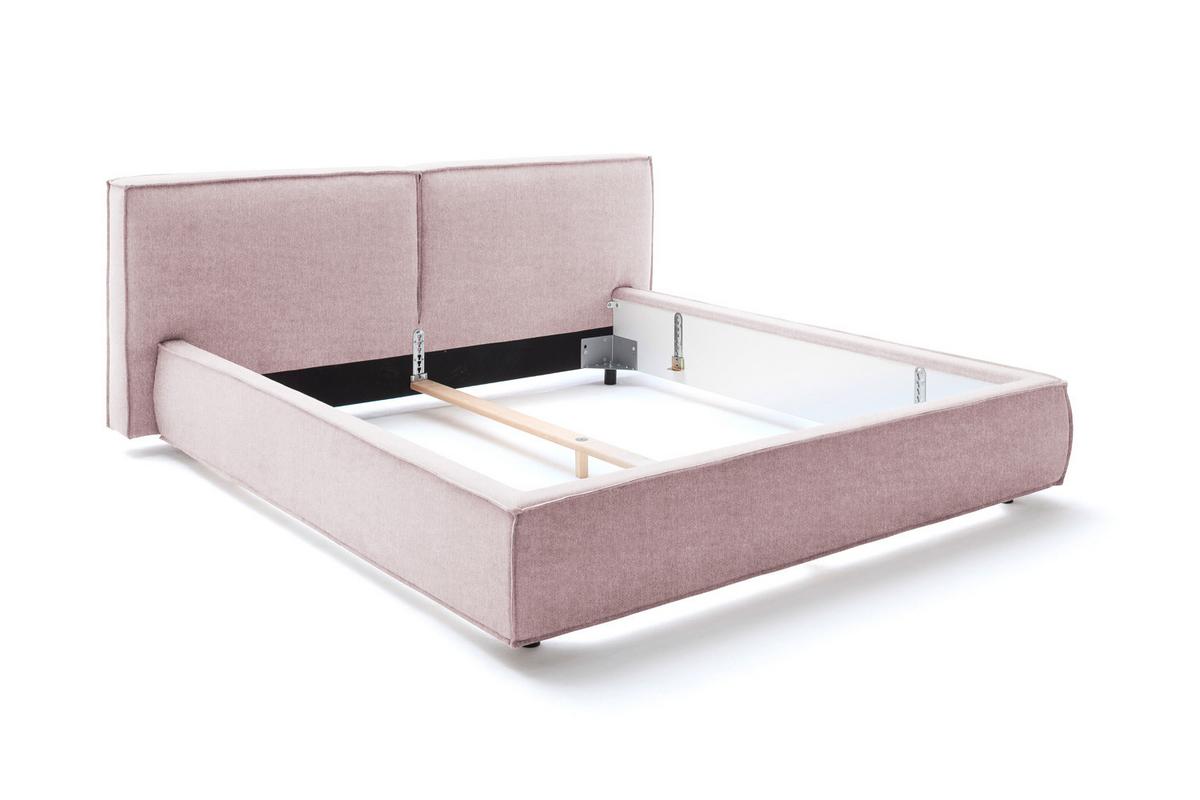 POLSTERBETT CARLO Pink Flachgewebe - Rosa, Textil (200/200cm) - KAWOLA