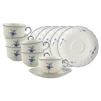 TEETASSEN MIT UNTERTASSEN Vieux Luxembourg weiß-blau 150 ml 6er Set - Blau/Weiß, Keramik (0.15L) - Villeroy & Boch
