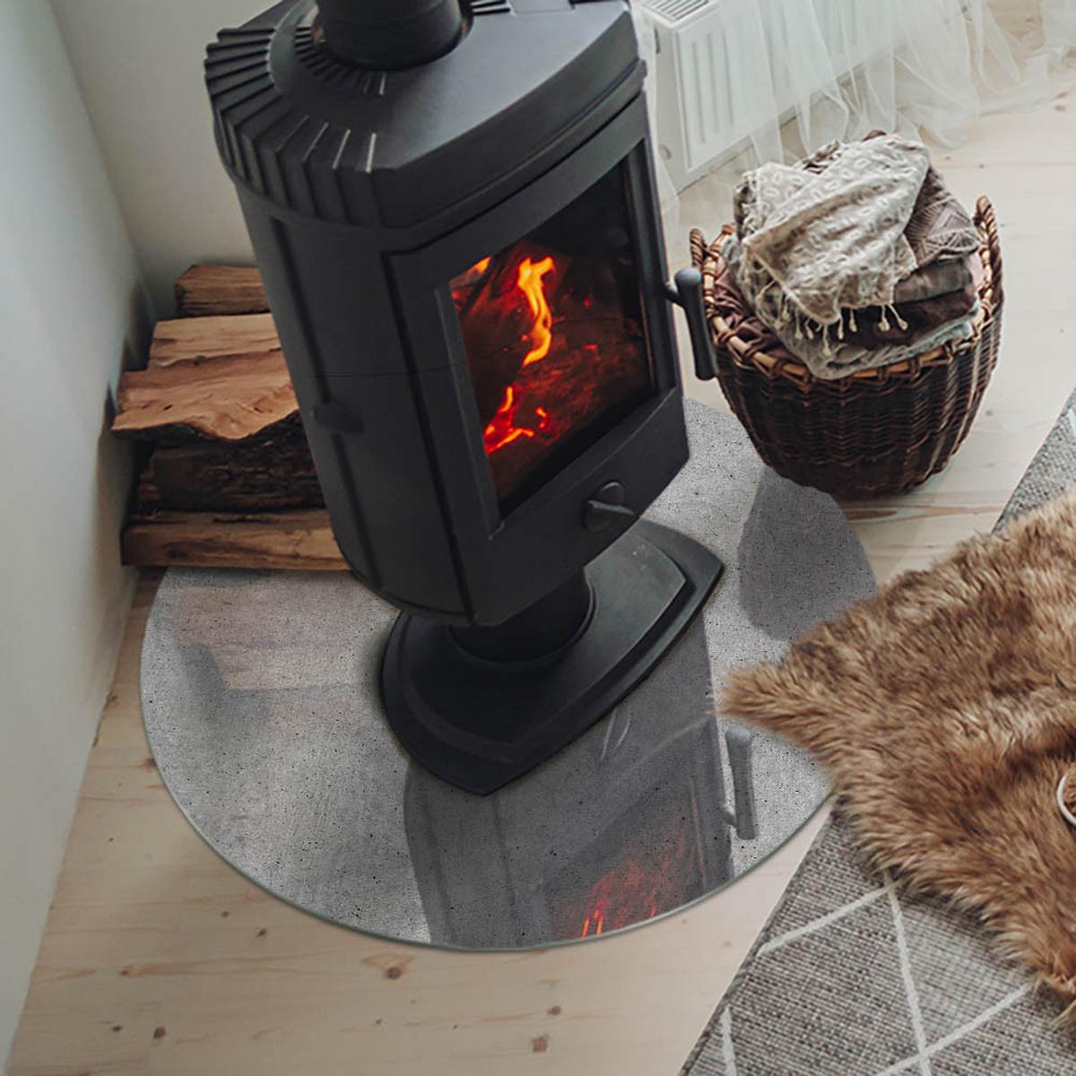 GLASPLATTE für Kamin Ø 70 cm - Grau, Glas (70/70/0.4cm) - TULUP