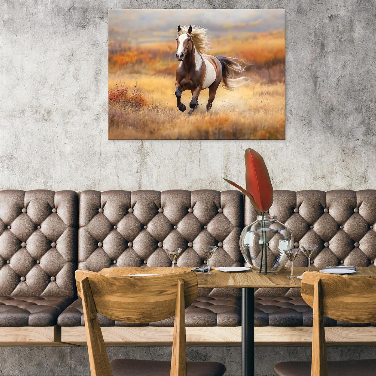 WANDBILD Pferde Tiere Wohnzimmer 100x70 - Multicolor, Holzwerkstoff (100/70cm) - Wallarena