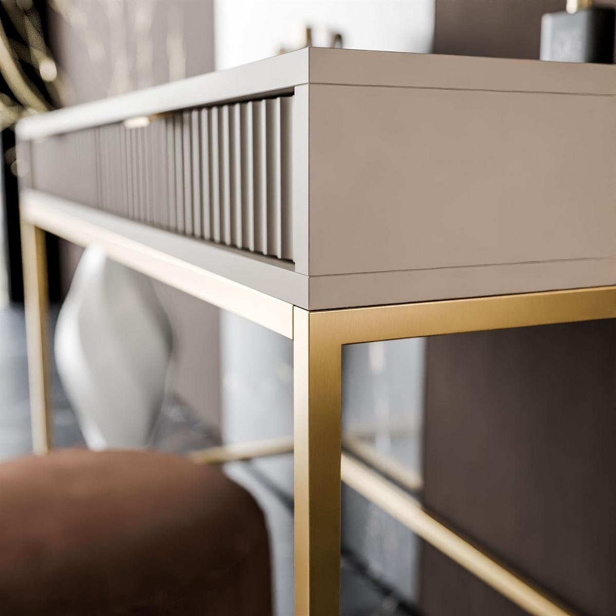 KONSOLENTISCH CORTADO GOLD T104 KASCHMIR - Beige, Holzwerkstoff (50/104/78cm) - Lookway