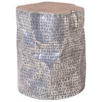 COUCHTISCH Teakholz braun/silber zylindrisch Gordon - Hellbraun/Silberfarben, Holz (37/39/46cm) - Beliani