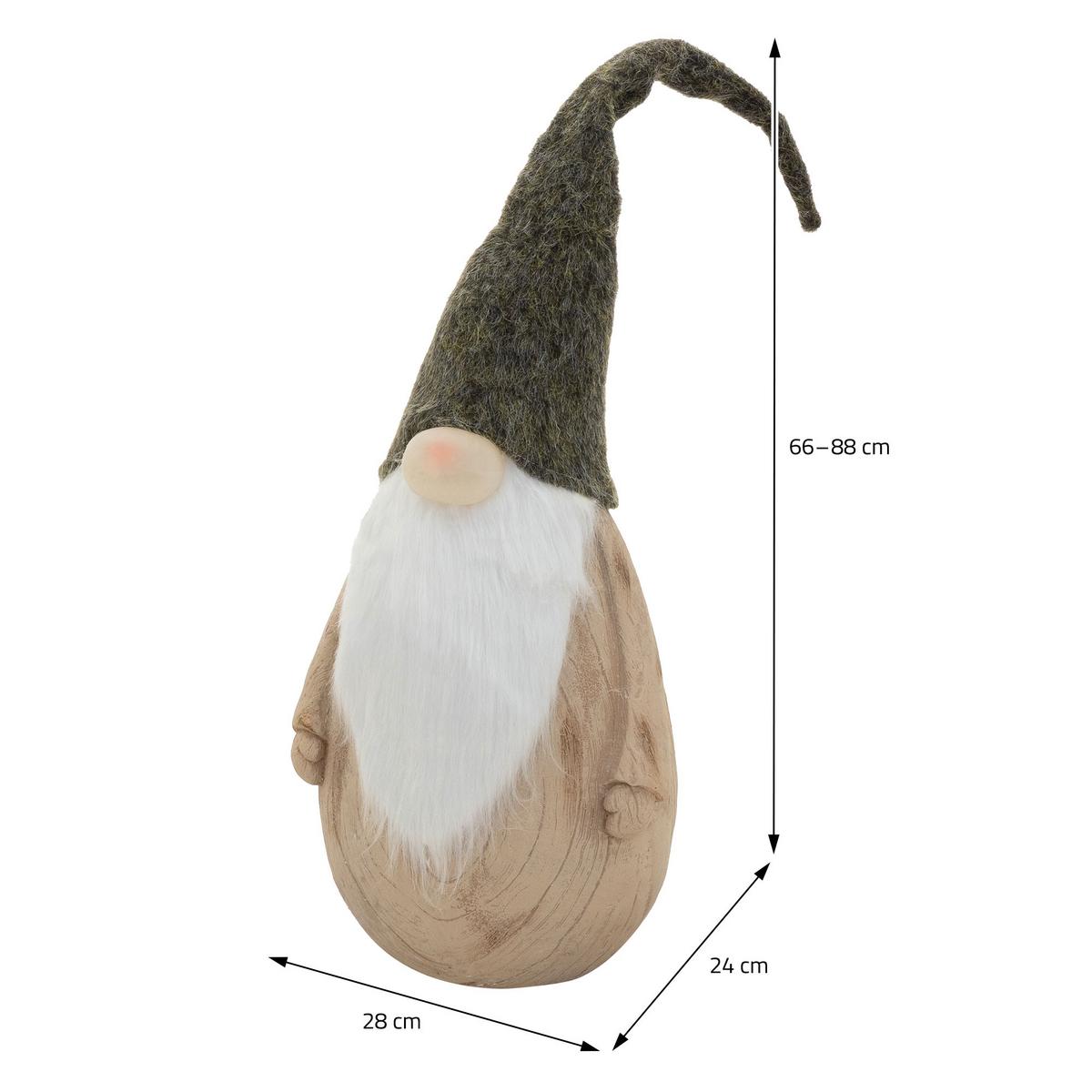 LED-WEIHNACHTSWICHTEL-FIGUR mit Leuchtender Nase Weihnachtsdeko Innen Batteriebetrieben Höhenverstellbar 66-88 cm - Multicolor, Stein (28/88/24cm) - ECD-Germany