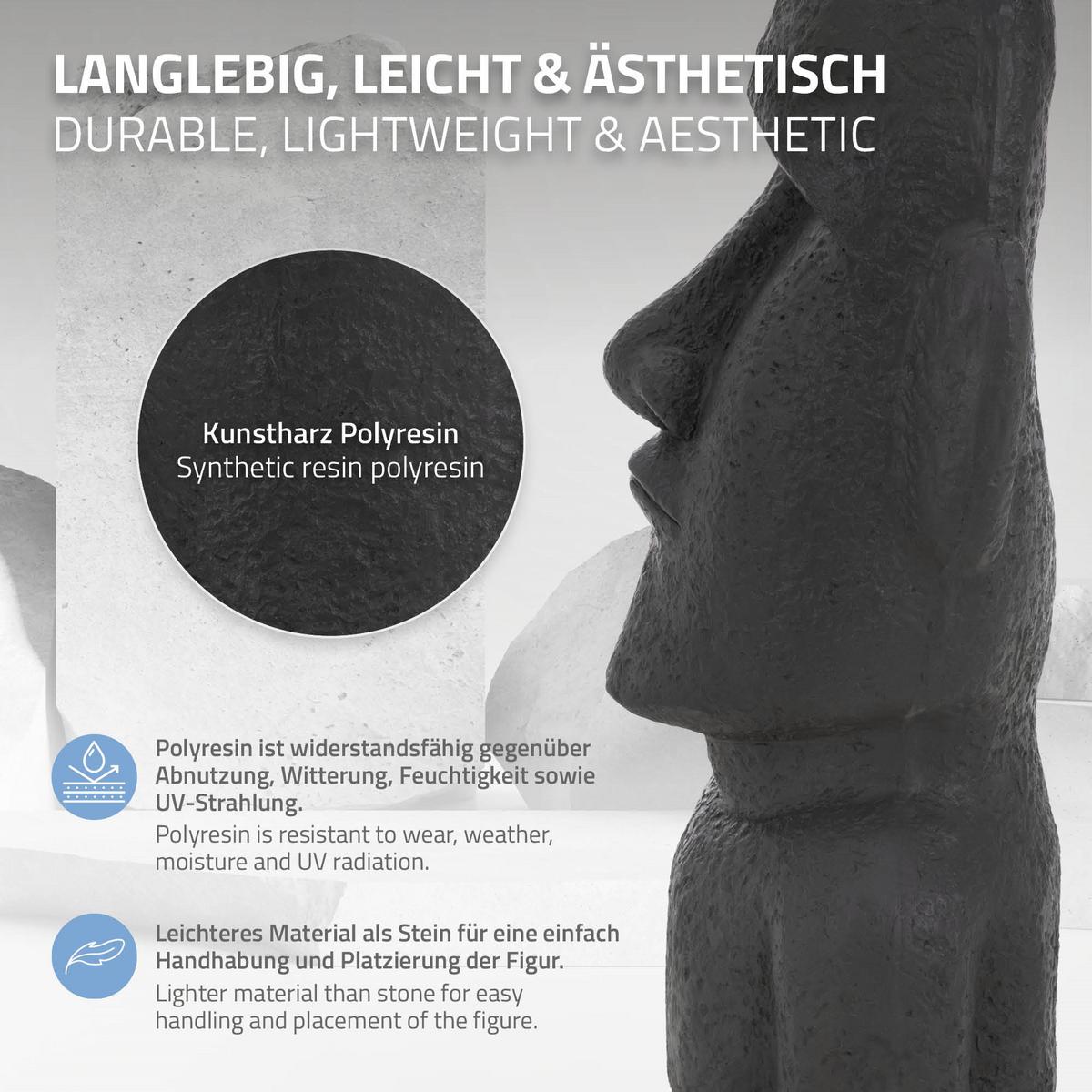 MOAI RAPA NUI STATUE 53,5 cm hoch Anthrazit aus Polyresin - Anthrazit, Kunststoff (26.5/53.5/19cm) - ECD-Germany