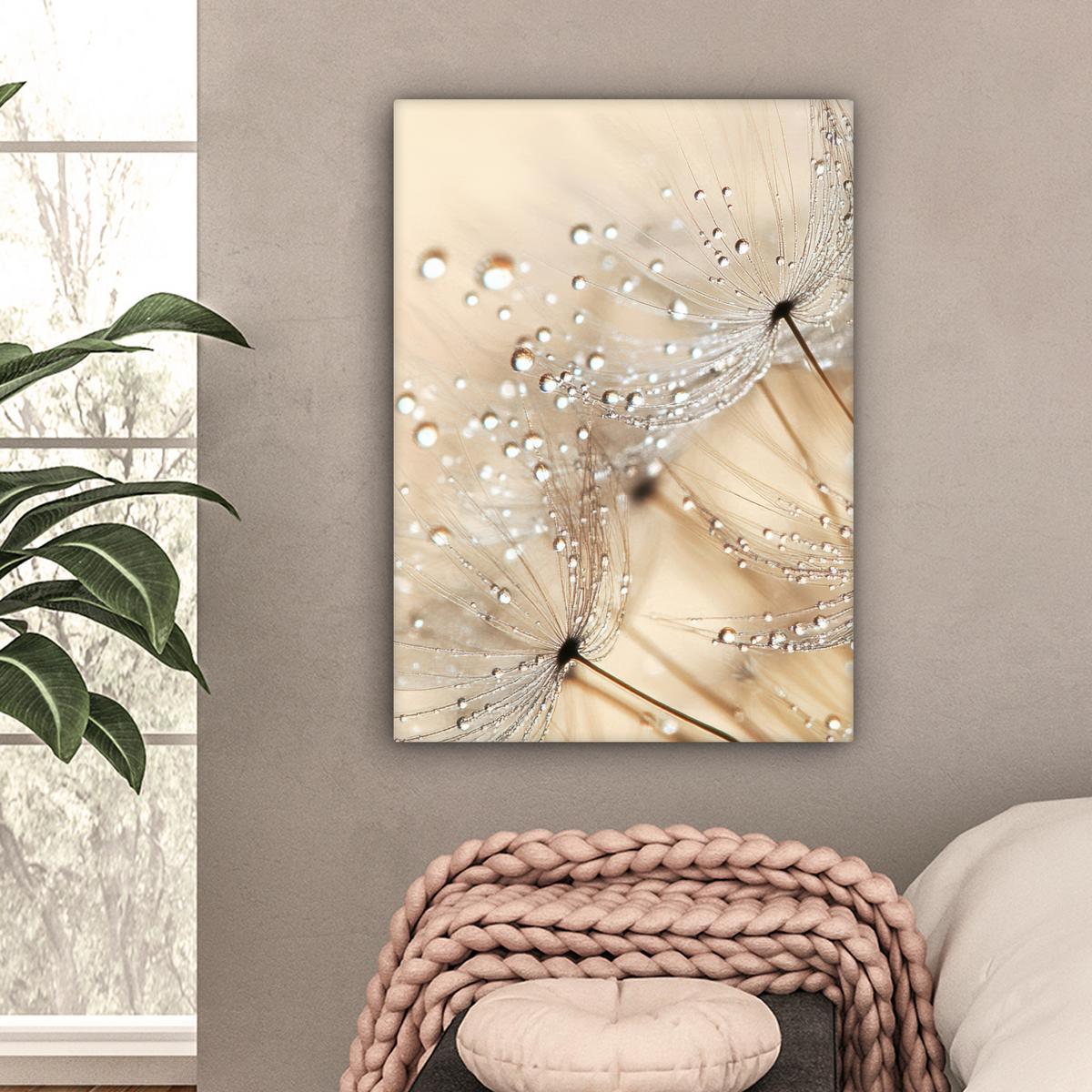LEINWANDBILD Löwenzahn - Abstrakt - Natur - Beige Wandbild Wohnzimmer 60x80 cm - Braun, Textil (60/80cm) - MuchoWow