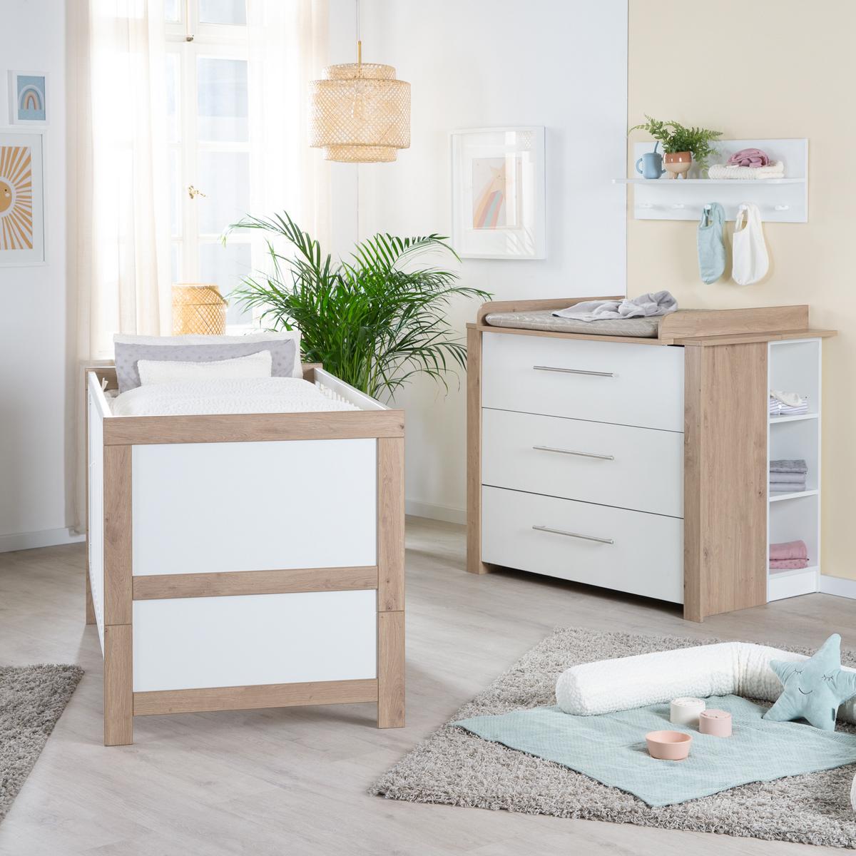 BABYZIMMERSET Malo 3-teilig - Weiß, Holzwerkstoff (136/190/52.5cm) - Roba