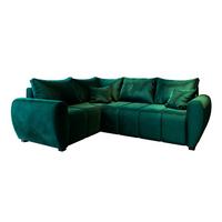 ECKSOFA MADISON L L-S Grün Plüsch-Stoff mit Schlaffunktion - Schwarz/Grün, Holz/Kunststoff (235/175cm) - MASSENO