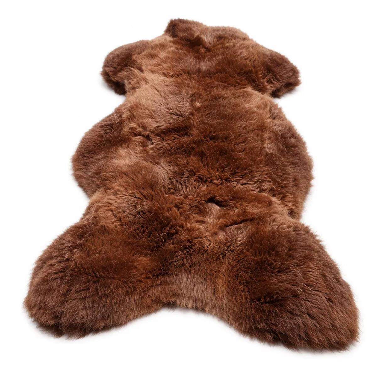 LAMMFELL Schaffell Natur Braun weich & dicht ca. 115 cm - Braun, Fell (65/115cm) - Provellus