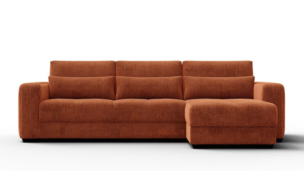 ECKSOFA OLI 4-Sitzer rechts, orange - Orange, Holz/Textil (295/172cm) - Wozimo