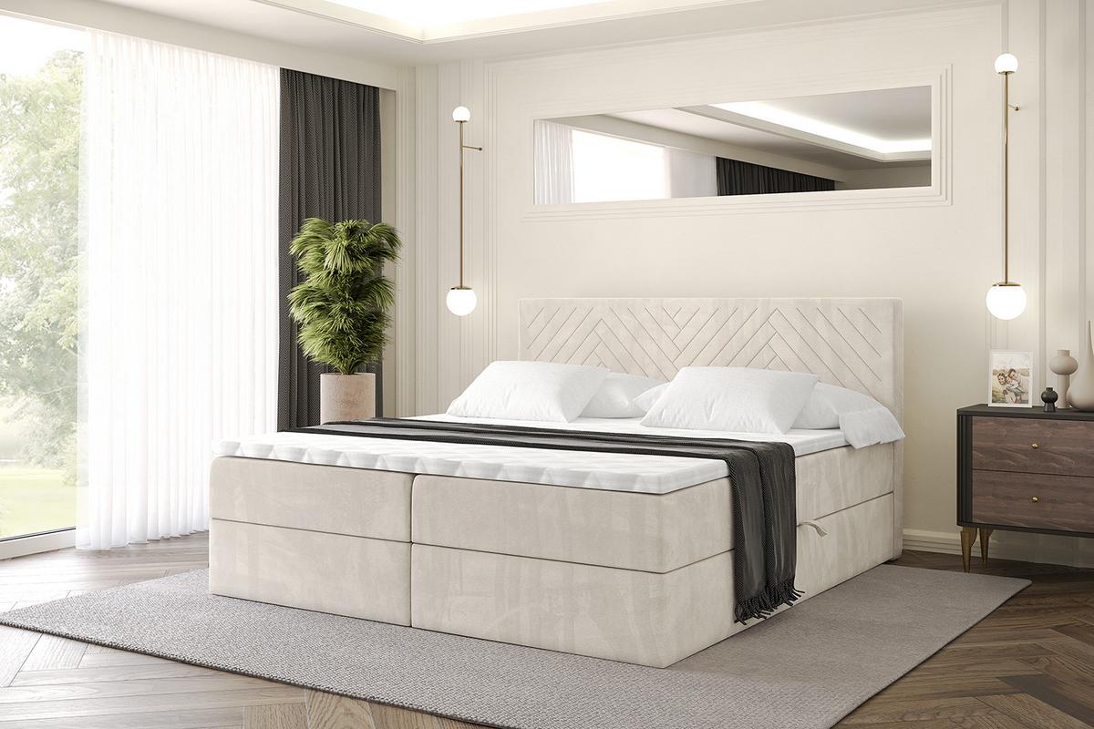 BOXBETT mit Matratze H3 und Lattenrost - VEXA - 180x200 - Beige Casablanca - Beige, Holzwerkstoff/Kunststoff (180/200cm) - ALTDECOR