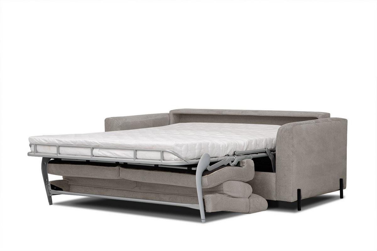 SOFA MEZO 3-Sitzer mit Schlaffunktion, taupe - Taupe/Schwarz, Holz/Textil (232/90/107cm) - Wozimo