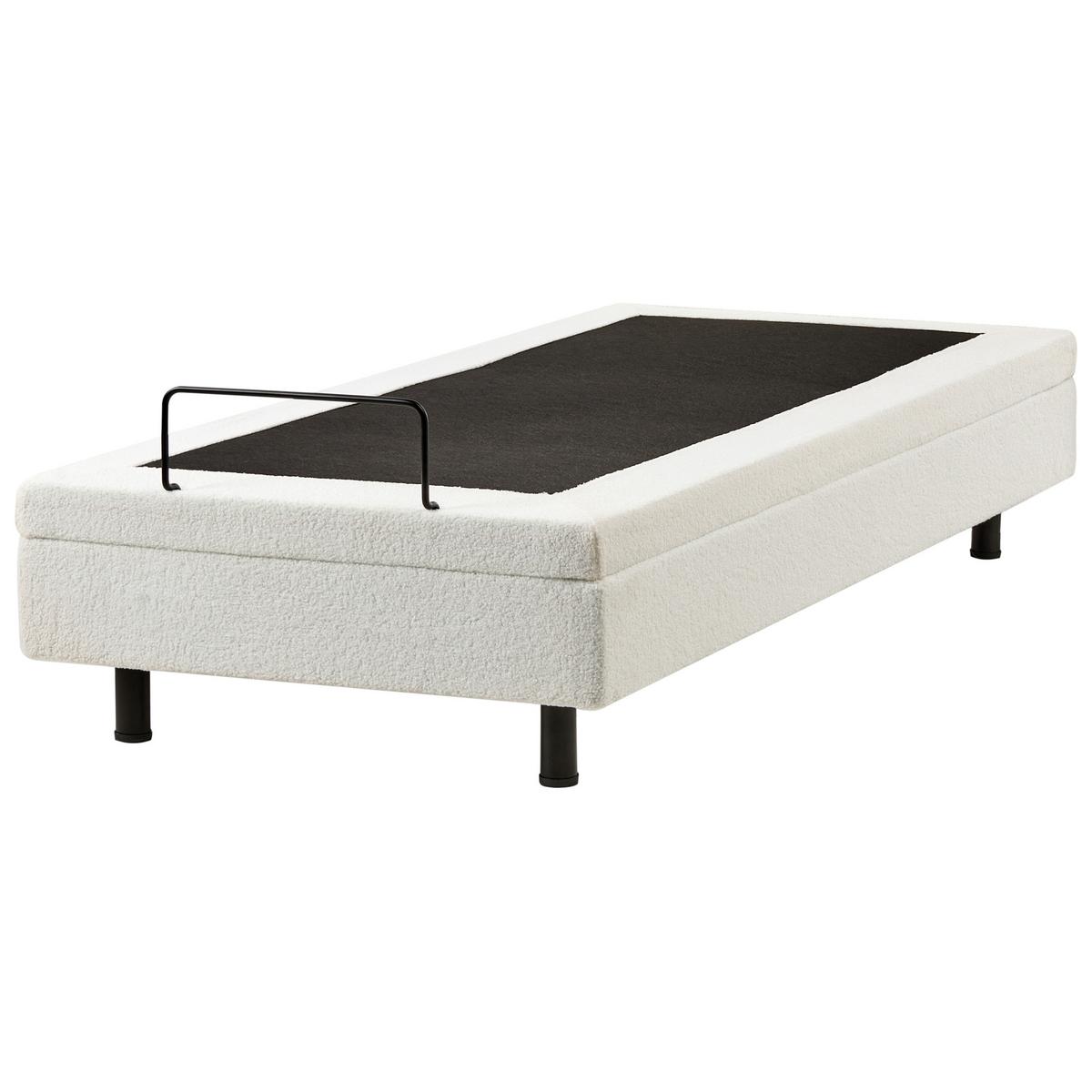 BETT verstellbar ohne Kopfteil Bouclé 90/200 cm Cremeweiß Duke - Creme, Textil (90/200cm) - Beliani