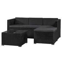 LOUNGEGARNITUR Punta Cana 3-tlg. - Dunkelgrau/Schwarz, Kunststoff - Juskys