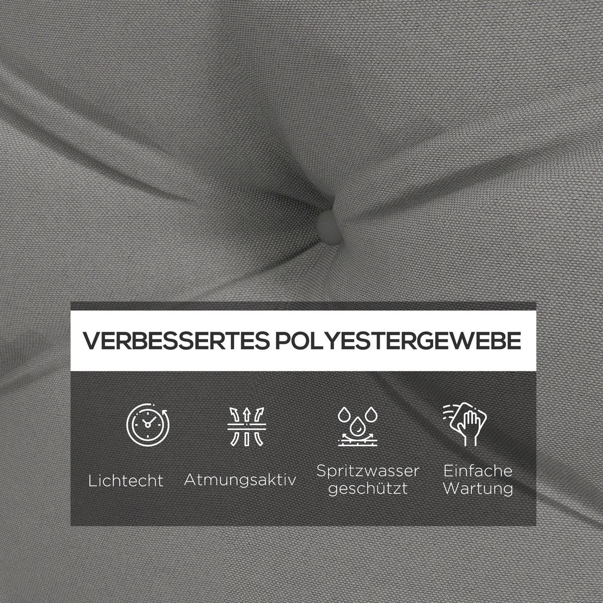 SITZKISSEN 2er Set Polyester Hellgrau - Hellgrau, Textil (80/12/120cm) - Outsunny