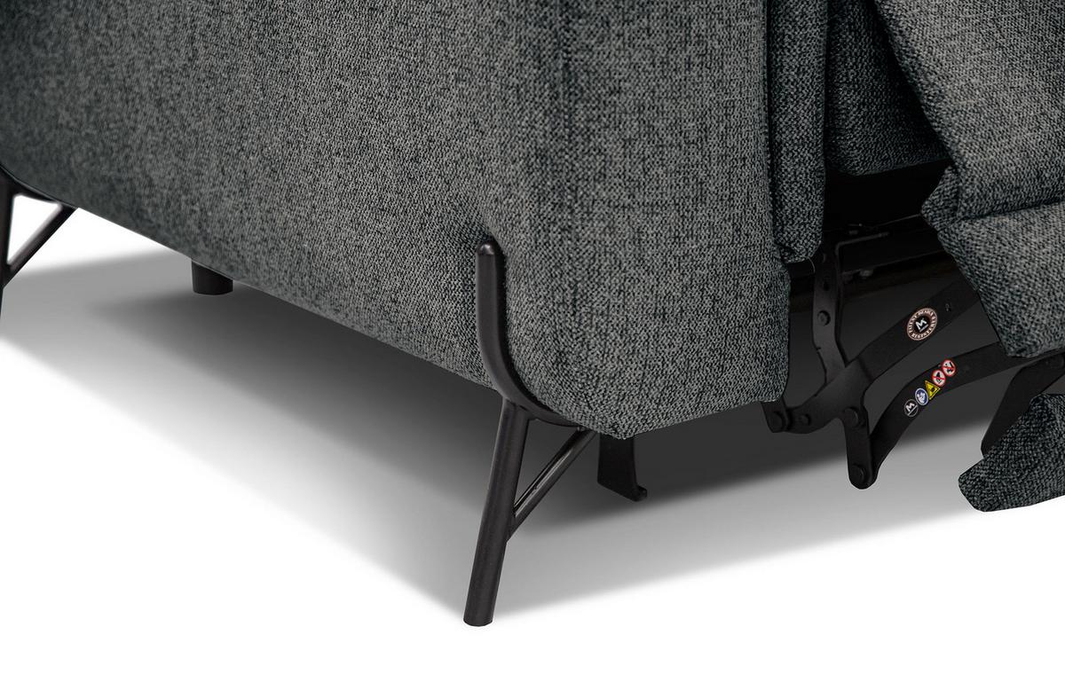 SOFA AVENA 3-Sitzer mit 1 Relaxfunktion, dunkelgrau - Dunkelgrau, Holzwerkstoff/Textil (204/80/108cm) - Wozimo