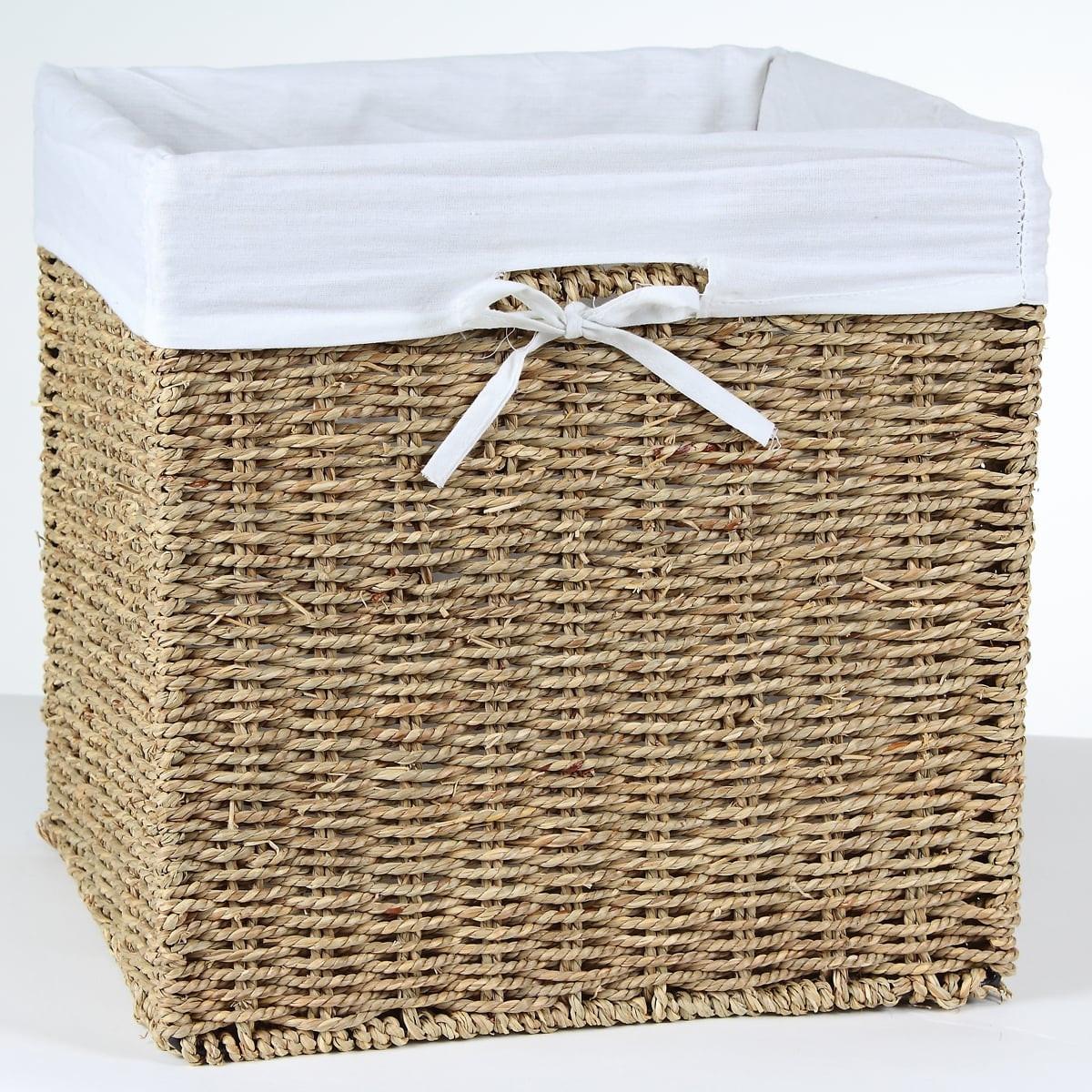 FALTBARER Aufbewahrungswürfel aus Seegras - 32 x 32 x 32 cm - Apfelbaumfarben, Naturmaterialien (32/32/32cm) - Calicosy