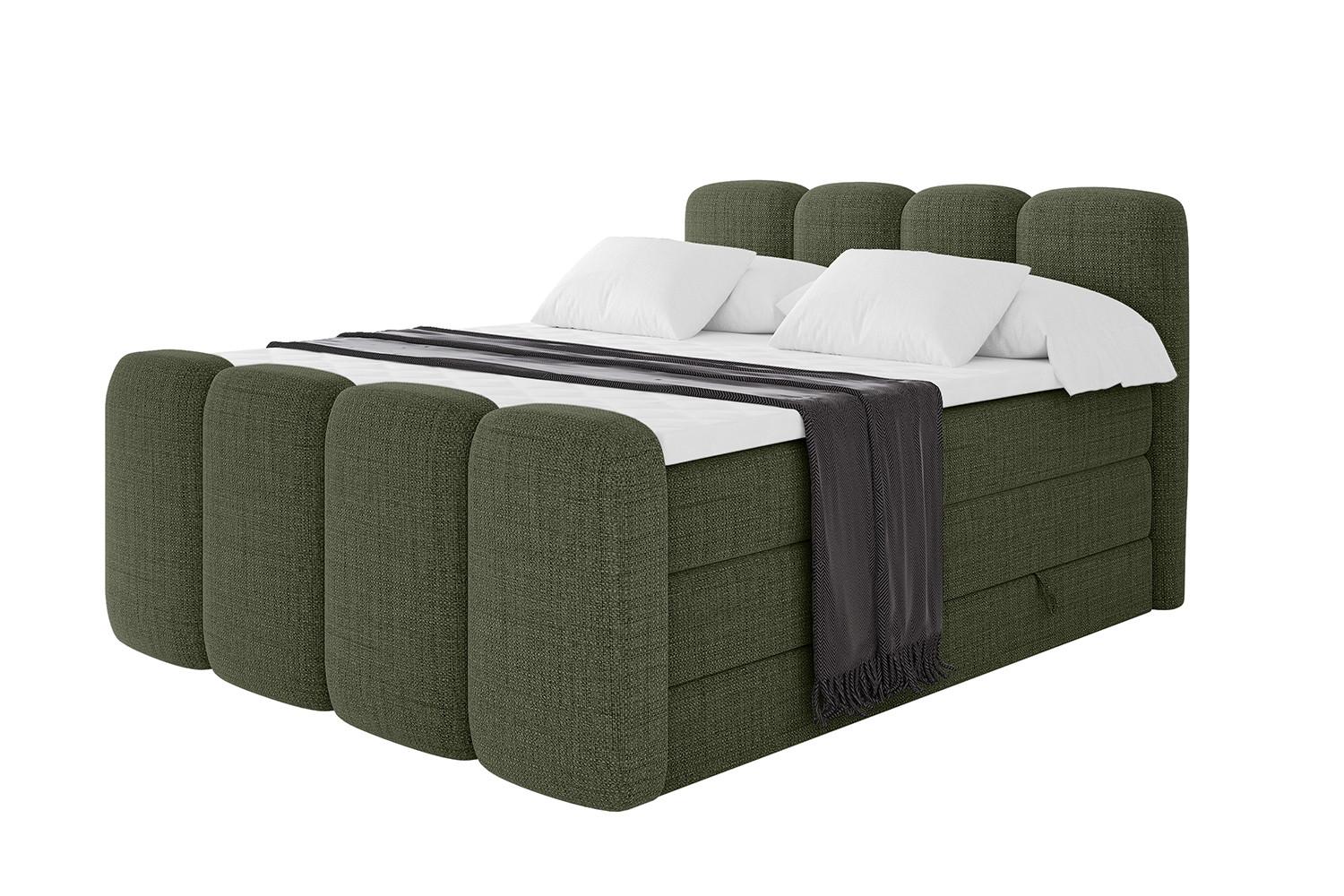 BOXBETT mit Matratze H3|H4 und Lattenrost - NINA-Z KING - 200x200 cm Aragon - Grün - Grün, Holzwerkstoff (200/200cm)